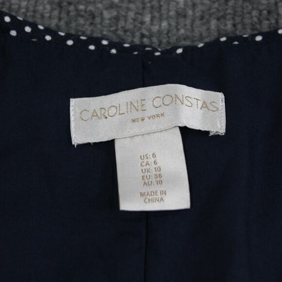 Caroline Constas Dress Women 6 Polka Dot Linen Blend Mini Lined Whimsical Playfu - Picture 7 of 13